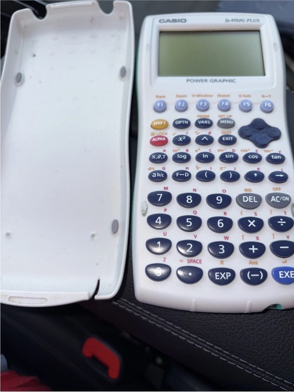 Casio FX 9750G Plus Power White Graphing Calculator with Protective Slide Case